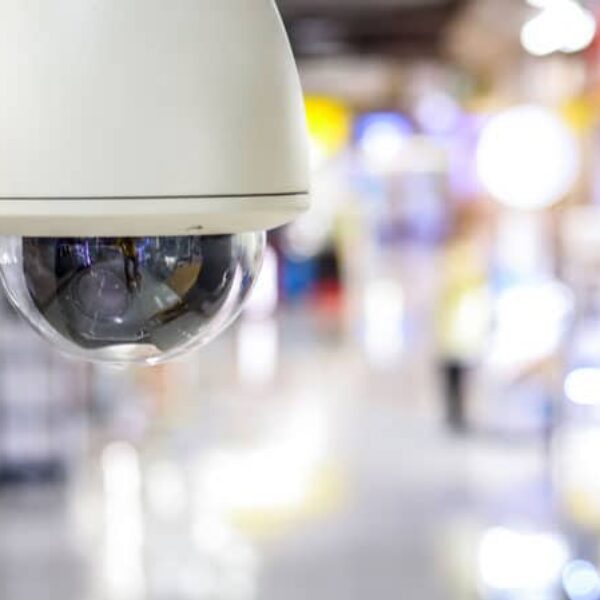 closeup shot of security surveillance camera